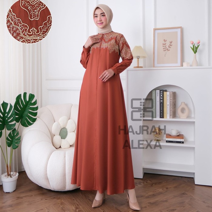 gamis wanita//dress //bordir komputer bahan katun toyobo - 7, M