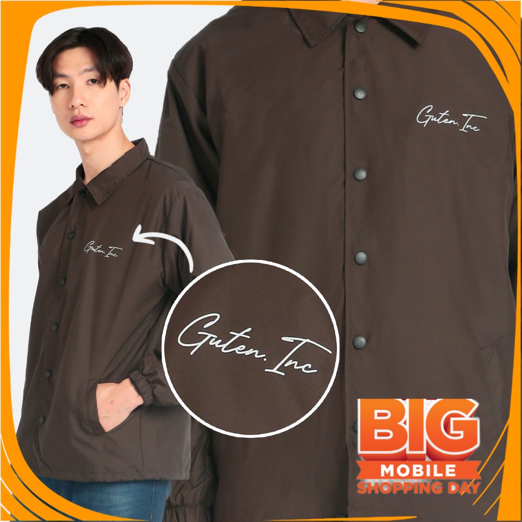 JAKET COACH MURAH JAPAN STYLE/ GutenInc - Jacket Parasut Pria Letter Brown Coach Jacket Guten