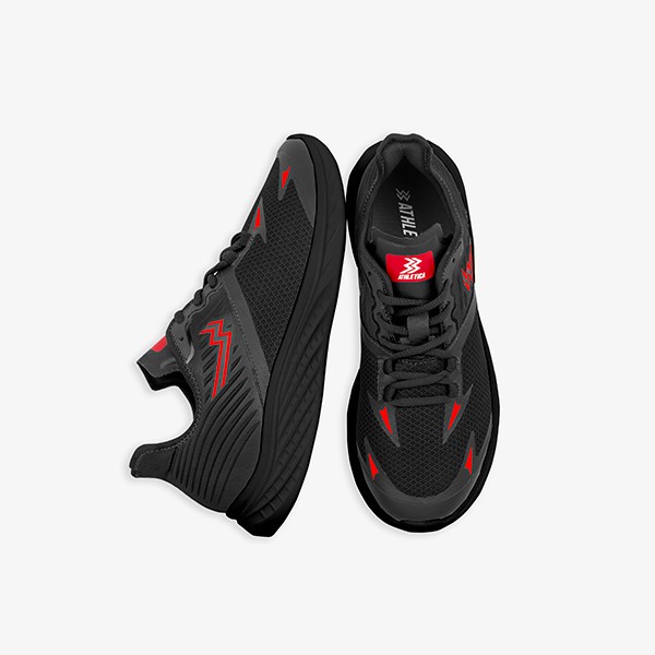 Terlaris ✨ -Athletica Official Shop - Flash Ghost Black Red | Sepatu Running - 38