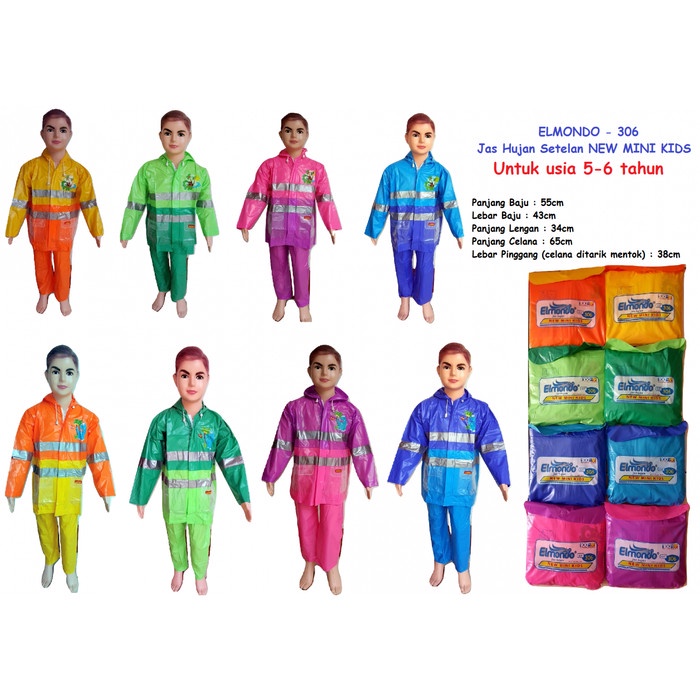 Jas Hujan sekolah Anak Jas hujan Setelan Jas Hujan elmondo mini kids - Biru