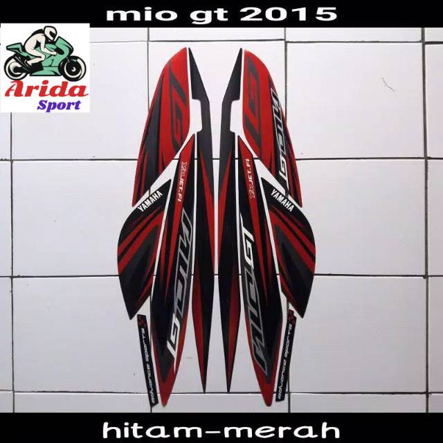 striping mio gt stiker yamaha mio gt 2014 hitam merah lis body mio gt