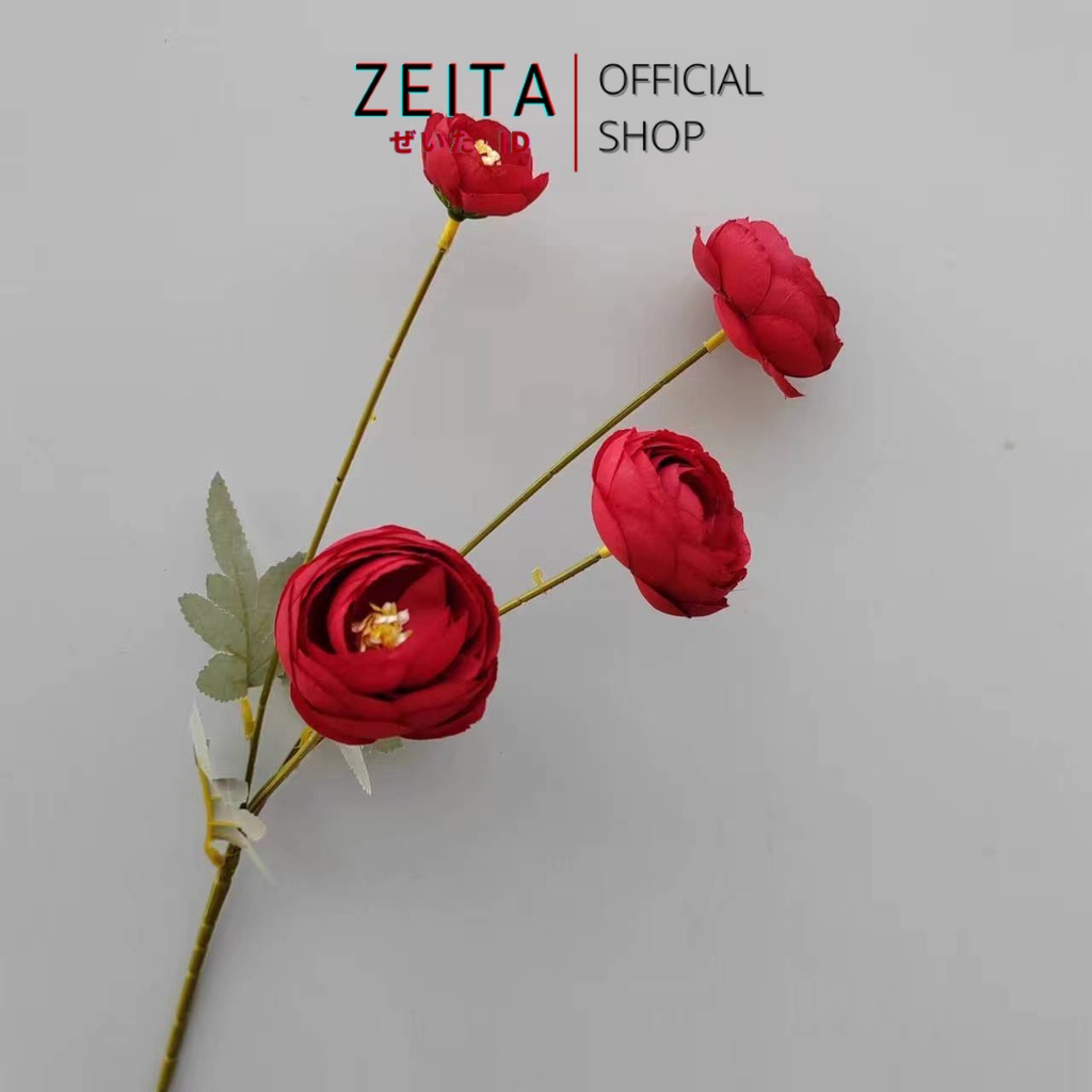Zeita - LOTUS 60cm Artificial Bunga Lotus 4 Cabang Bunga Palsu Plastik Buatan Imitasi Hias Dekor Buk