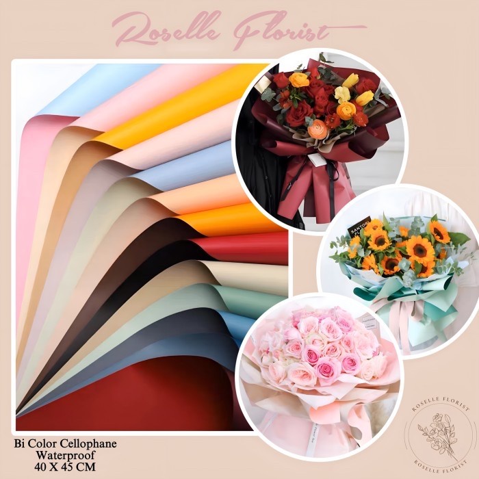

Kertas Bunga Cellophane 2 Warna Bi Color Flower Wrapping Paper 40x45cm