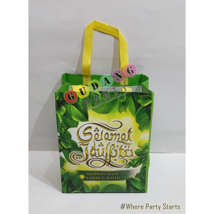 

[[ WSH - BEST SELLER ]] Spunbond Laminasi HLB Idul Fitri/Tas Lebaran/Kantong Hampers souvenir - Hijau