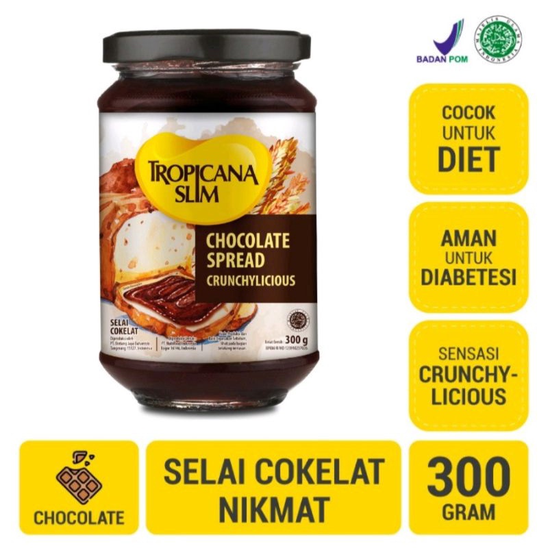 

COD TROPICANA SLIM CHOCOLATE SPREAD 300GR - SELAI COKLAT BEBAS GULA - COKELAT JAM