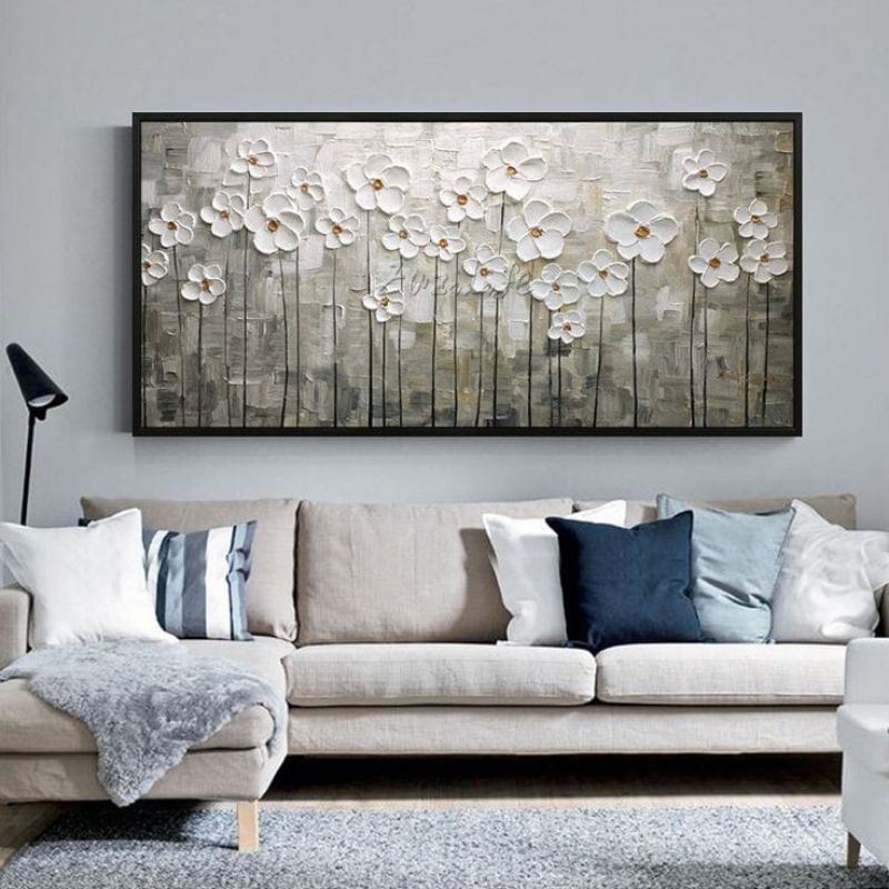 Lukisan dinding bunga minimalis modern