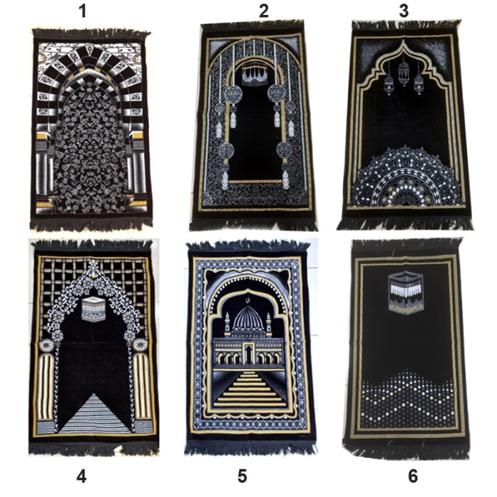 Sajadah Busa Turki/Turkey Hitam Lembut Tebal Empuk Halus Ecer Grosir - Random
