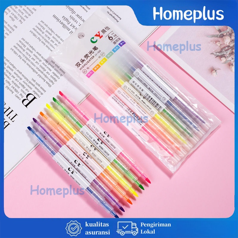 

HomePlus 2 Sisi Warna Warni Highlighter Colorful Stabilo Warna Penyorot Ujung Ganda Pena Cat Air Lukisan Warna Permen Highlighter Warna Warni