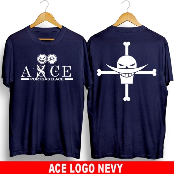MURAH-  ACE /ONE PIECE/KAOS DISTRO ANIME - ACE LOGO NEVY- 1.2.23