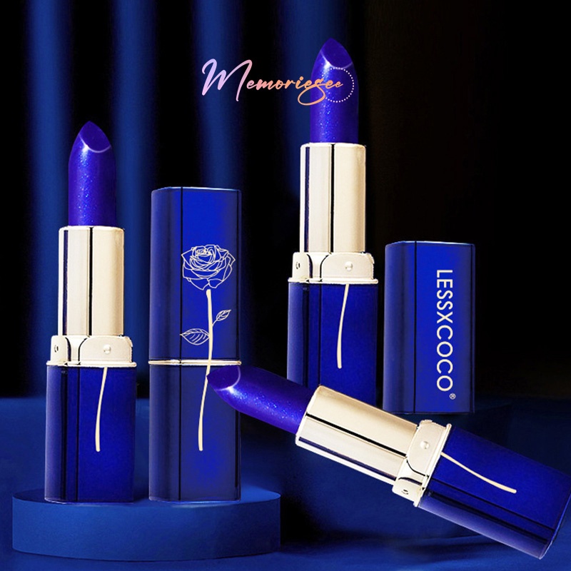 COD&Ready LESSXCOCO Biru Lipstik Berubah Warna / Color Changing Blue Lipstick Lip Gloss Moisturizing