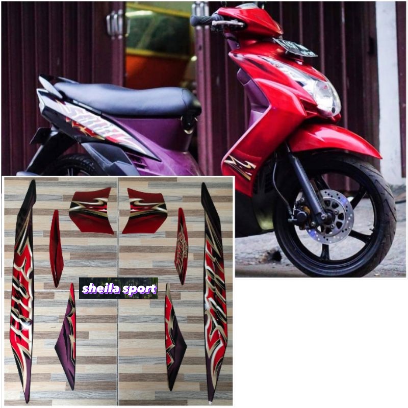 striping mio soul stiker Yamaha Mio soul merah hitam tahun 2010 2011