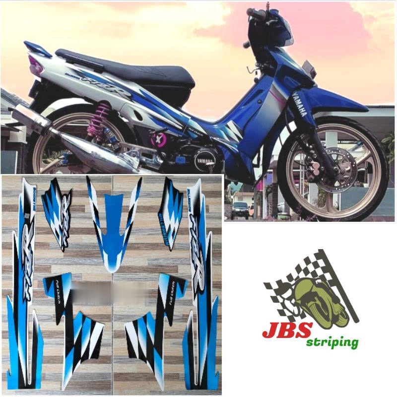 striping  yamaha f1z r fiz r biru putih millenium tahun 2000 stiker lis f1zr fiz r fis r