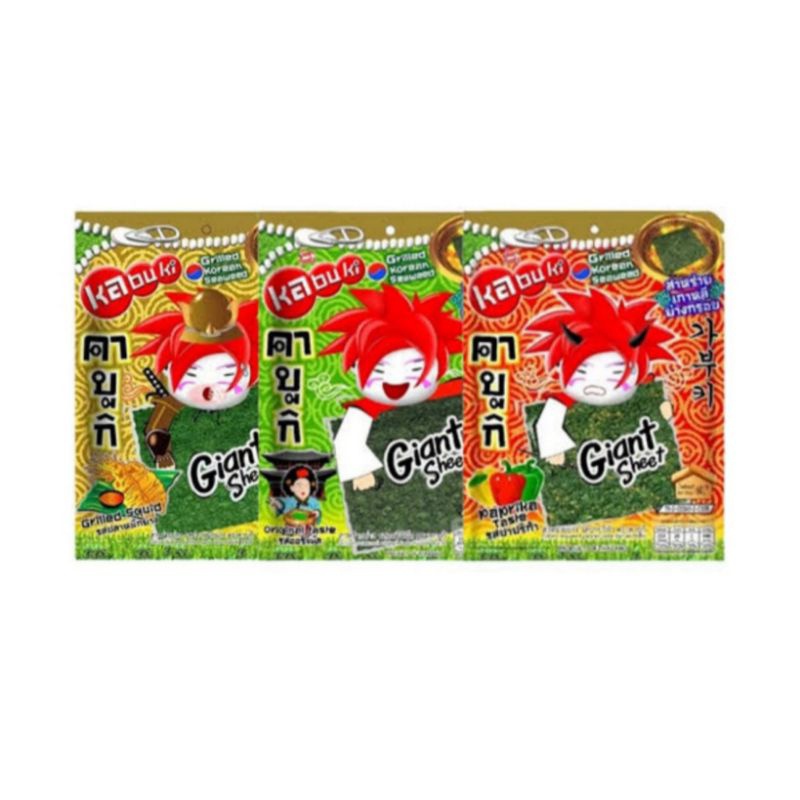 

Grilled Korean Seaweed Kabuki isi 10 Giant Sheet 60g / Rumput Laut Giant Sheet