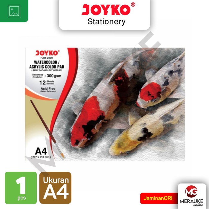

JOYKO Buku Gambar Cat Air Akrilik A4 300gsm 12 Lembar