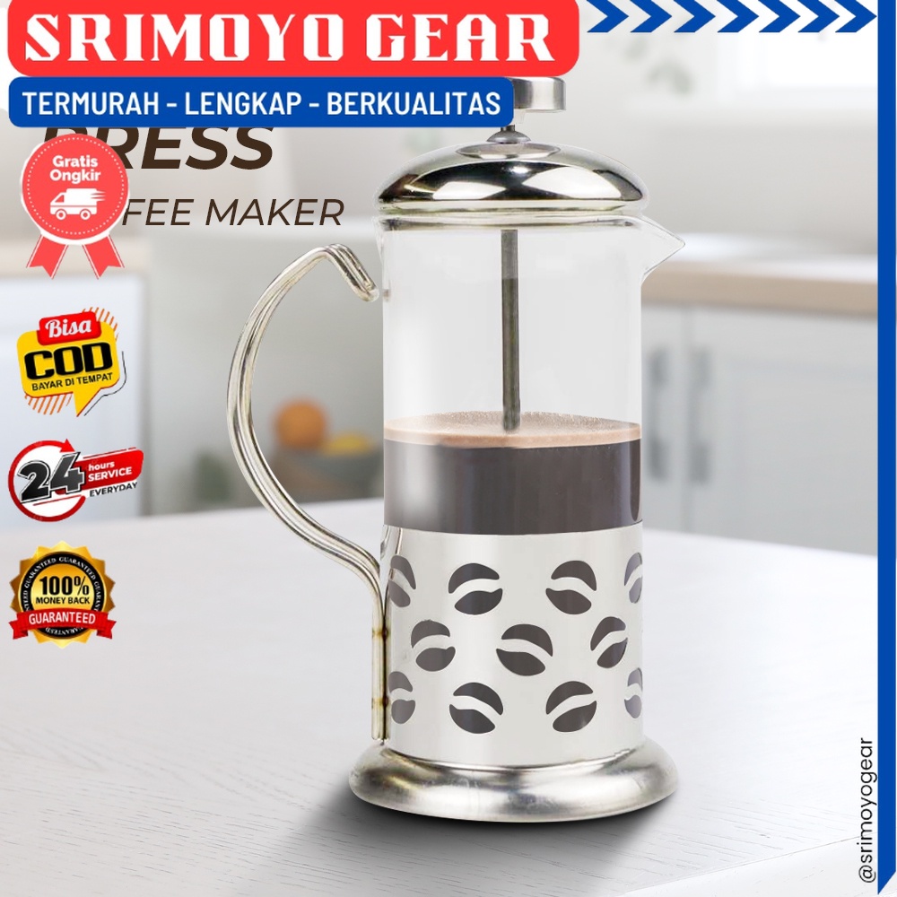 Teko Pembuat Kopi Press Manual 600 ml - Teko Pres Kopi Manual 600ml