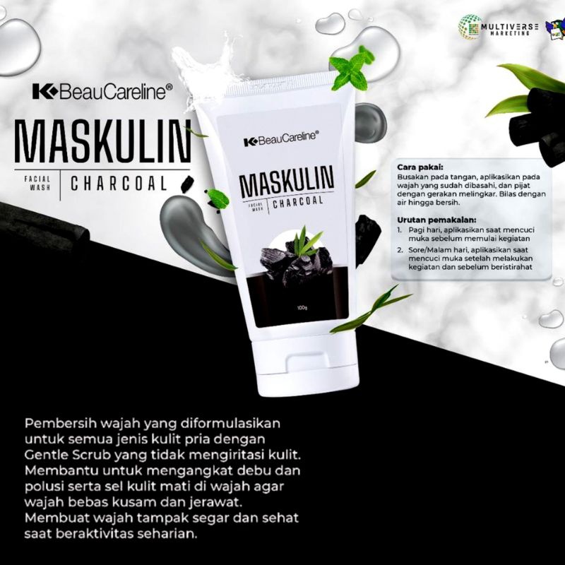 K Beaucareline Maskulin Charcoal Facial Wash
