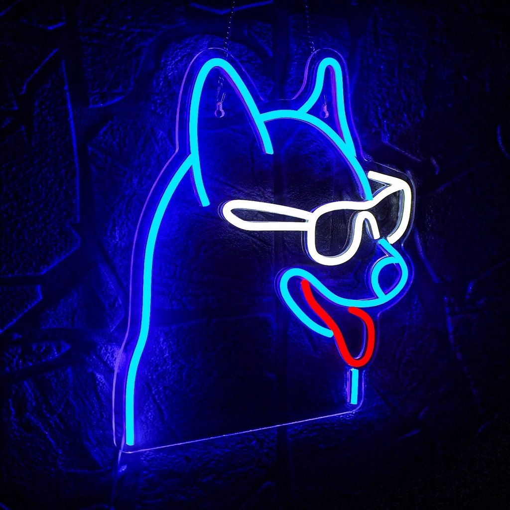 Dog Neon Sign Blue Led Neon Signs for Wall Decor Cool Puppy Neon Light Signs - Powered Anime Light U