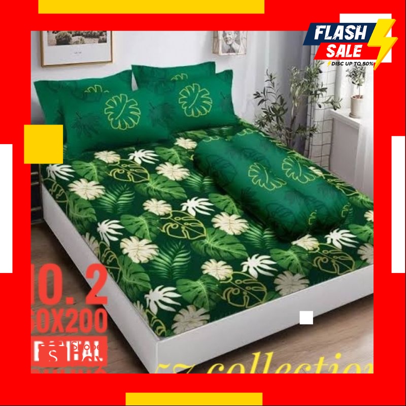 1.1 NEW YEAR SALE |sprei homemade halus kualitas bagus motif DAUN JANDA BOLONG HIJAU no.2(160x200x20