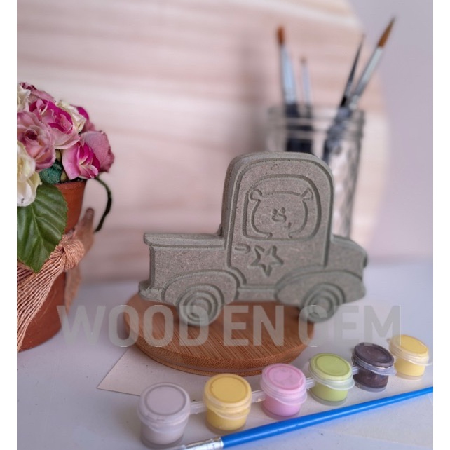 

WOODENGEM DIY Wood Character Painting Kit Mewarnai Melukis Mainan Kayu Kanvas Anak Hampers Kado Souvenir Karakter Car | Size S