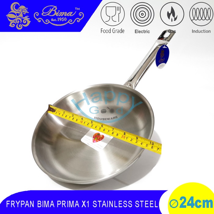 BIMA PRIMA X1 20-24CM FRYPAN/PANCI PENGGORENGAN STAINLESS STEEL SUS304 - 20 cm