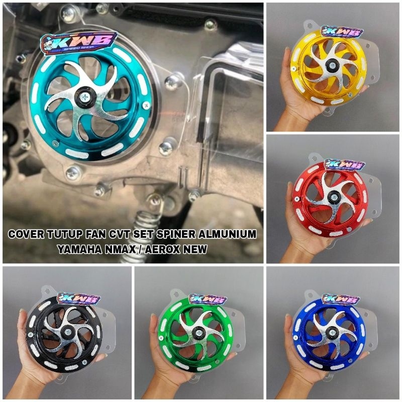Cover tutup fan cvt set spiner putar yamaha nmax / aerox new tutup cvt mika akrilik spiner almunium 
