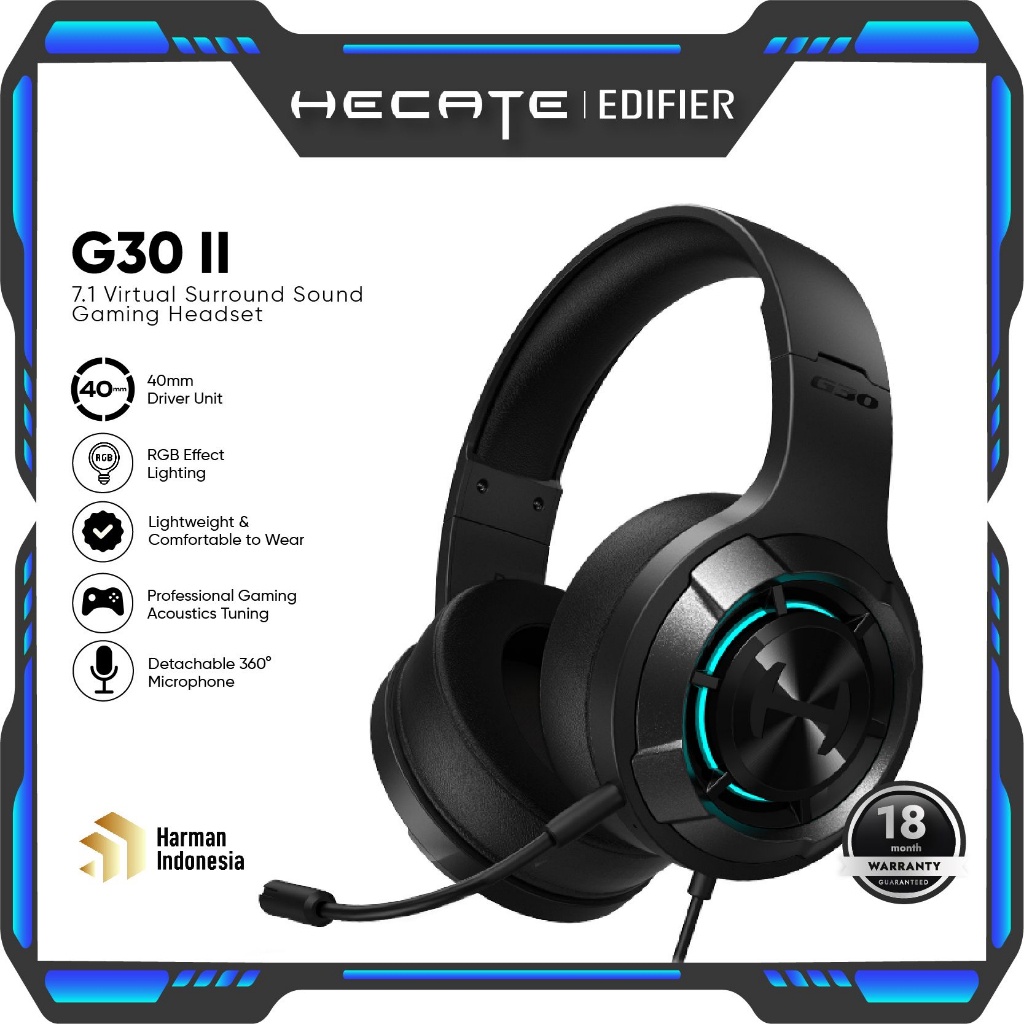 HECATE by EDIFIER G30 II 7.1 Virtual Surround Sound Gaming Headset Detachable Mic