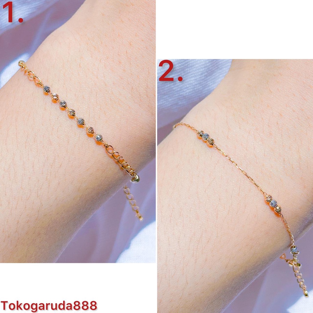 Gelang merica anak dan dewasa emas asli kadar 700 70 16k biji lada mix korea 3 warna kombinasi boba 