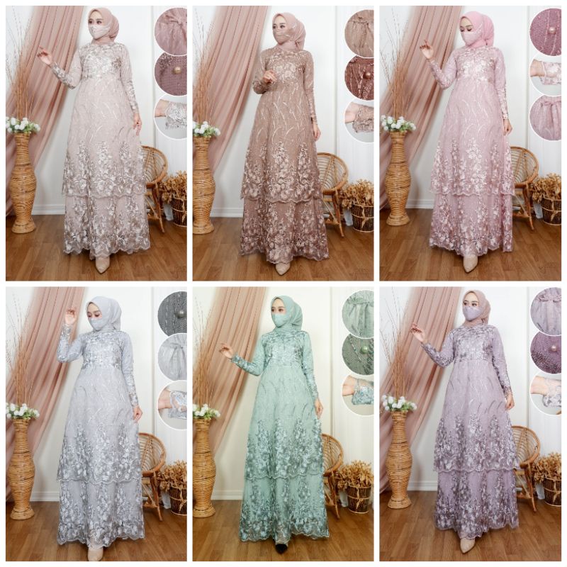 Kebaya Gamis Modern Tingkat Janah/ Gamis Busui Muslim/ Gamis Lebaran/ Gamis Wisuda/ Gamis Lamaran/ G