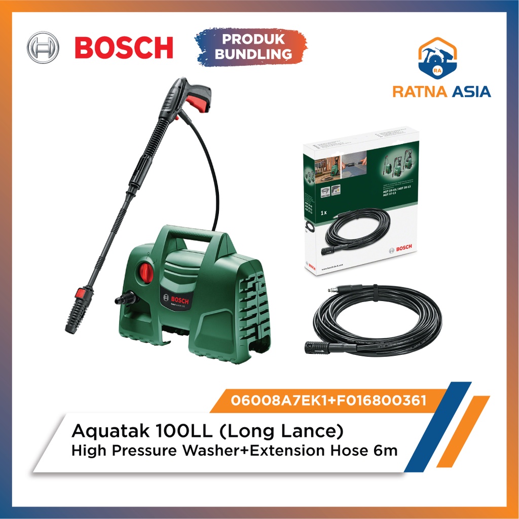 Jet Cleaner Bosch Easy Aquatak 100 LL Pressure Washer & Bosch Extension Hose 6M for AQT & Aquatak