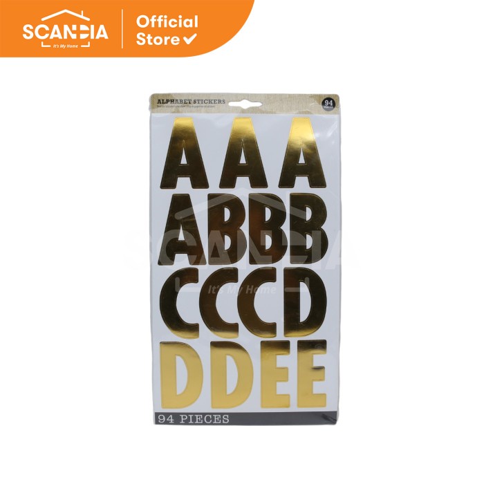 

SCANDIA Stiker Stickers Alphabet 94pc Gold (SL0342)