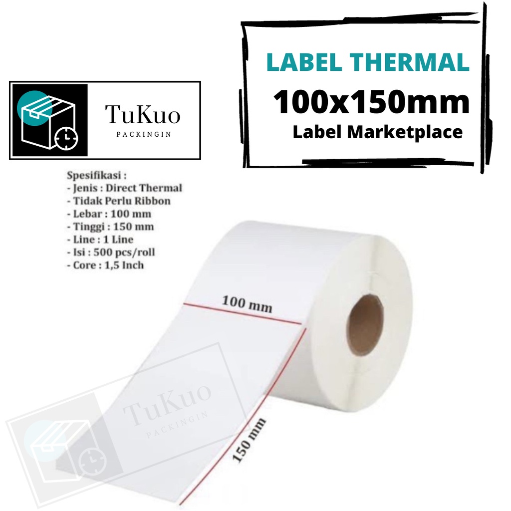

Kertas Label Thermal Gulung Ukuran 100x150 ISI 500pcs Water Proof Anti Gores Daya Rekat Kuat | Label Marketplace PREMIUM QUALITY