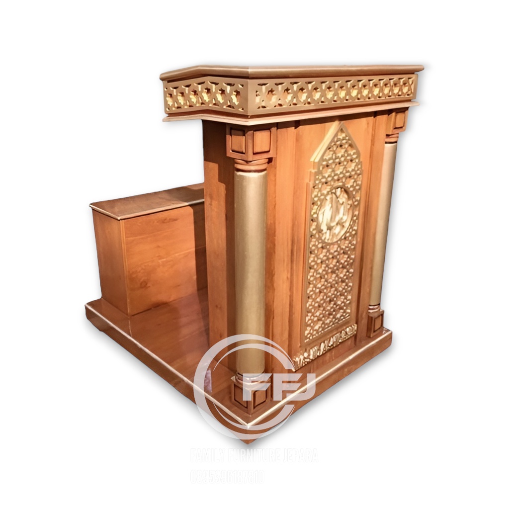 mimbar Masjid duduk podium pidato minimalis jati