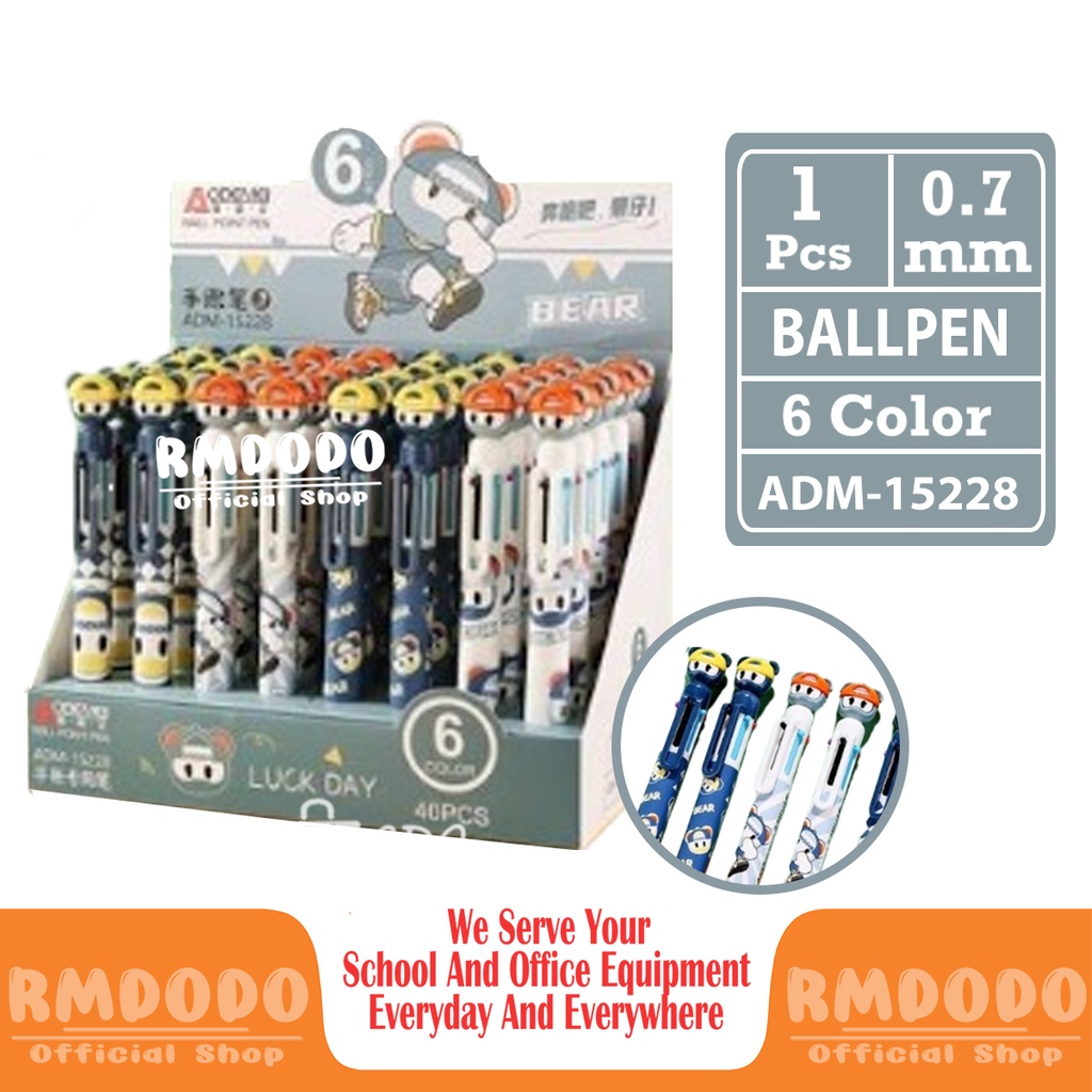 

Rmdodo - Pulpen Ballpen 6 Warna Satuan [1 Pcs Pulpen] / Pena Bollpen Akademik / Bollpoin ADM-15228