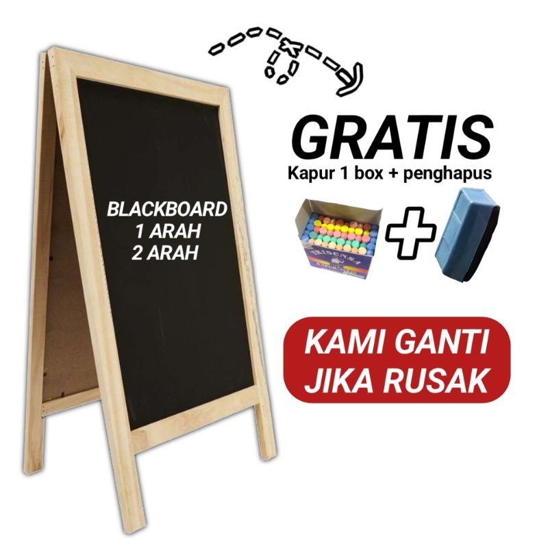 

PAPAN TULIS KAPUR 2 ARAH / 50X100cm Blackboard