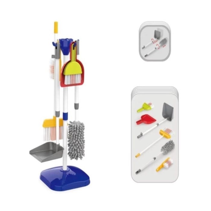 mainan montessori anak Cleaning set toys mainan sapu pel anak - Merah