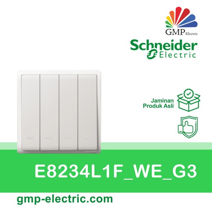 SS88 Saklar 4G 1W Schneider Pieno E8234L1F_WE_G3 White