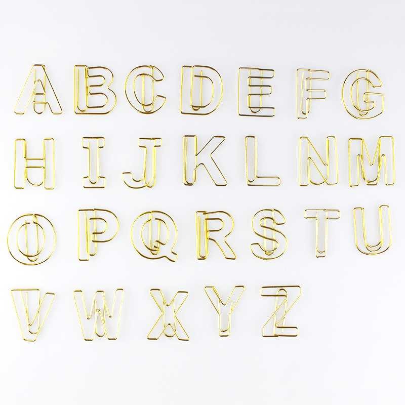 

26 English Letters Paper Clip Rose Gold Shape Paper Clip Pin Planner Clip Cute Clip Rose Gold Desk Paperclips Lot Clips Oficina