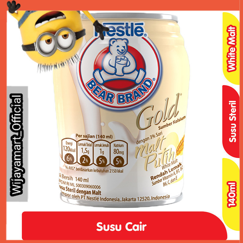 

Bear Brand Gold Susu Steril Malt Putih 140 ml