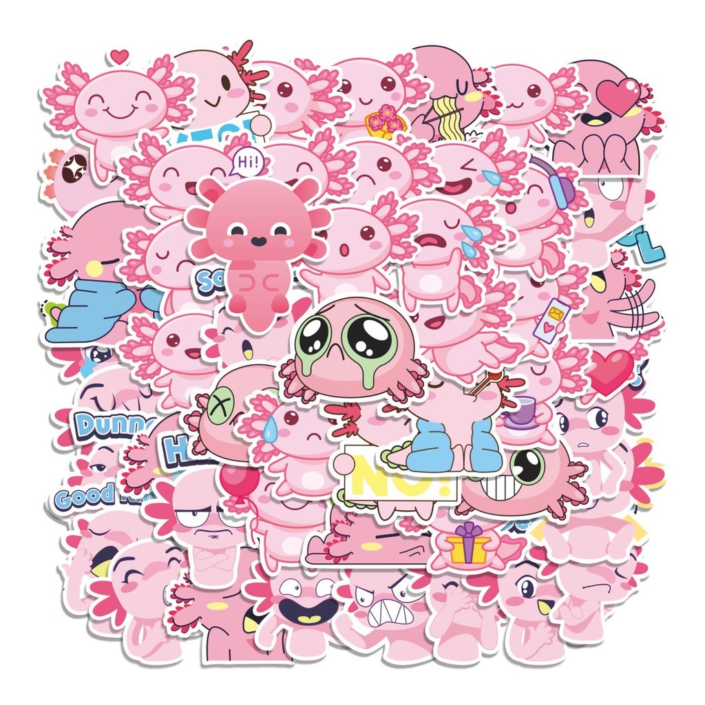 

COD 50 Pcs Stiker Axolotl Lucu Anti Air Untuk Dekorasi Notebook Sepeda Skateboard Handphone