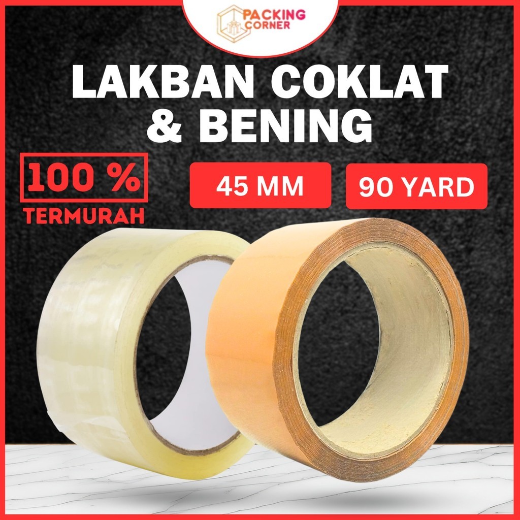 

LS OLSHOP Lakban Solatip Isolasi OPP Bening 2 Inch 45mm x 90 Yard Coklat MURAH - 90yard