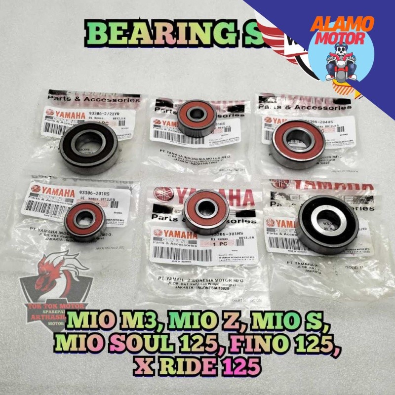 PAKET BEARING Rasio 2ph set 6 pcs UNTUK MOTOR MIO M3 , MIO Z , MIO S , MIO SOUL Gt 125 , FINO Fi Inj