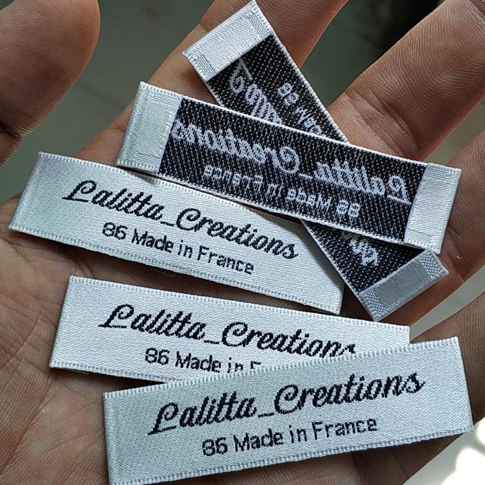 

1000pcs Custom garment woven label 1.5 * 6 cm End fold satin woven labels