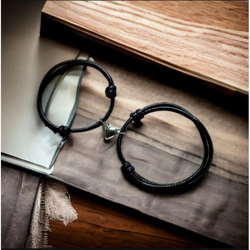 gelang couple magnet love bahan satin korea 2mm untuk pacar kekasih pasangan sahabat bestie design s