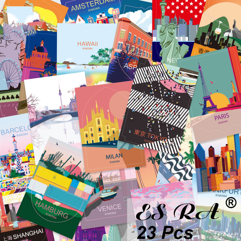 

23 Pcs Stickers Aesthetic Cities Travel Big Size Stickers Sets Decals for Travel Case Luggage Decorate Waterproof Pegatinas
