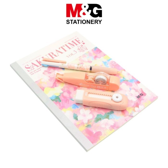 

Set Stationery 4 In 1 M&G HAGP2360 Sakura Time Set Alat Tulis Pulpen Notebook Eraser & Correction Tape - SET - HAGP2360 Set Sakura