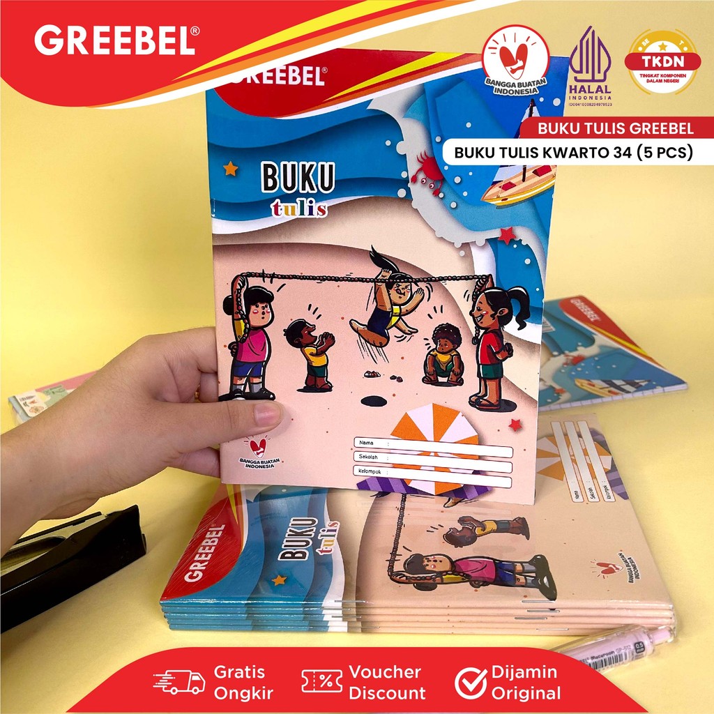 

[PROMO] GREEBEL Buku Tulis A5 34 Halaman (5PCS/PACK) / Buku Tulis Kwarto