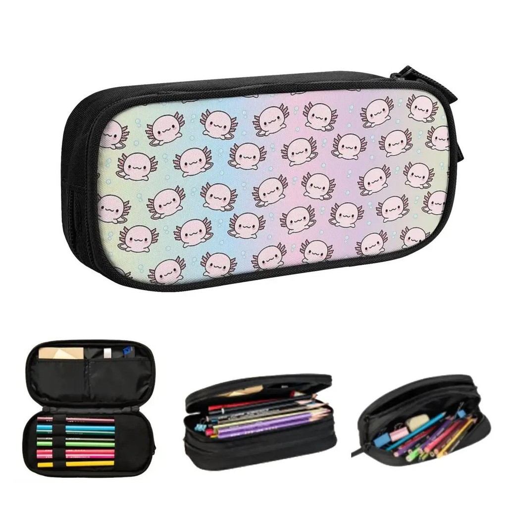 

Cute Axolotl Backpack Pencil Cases Large Storage Pen Bags Pen Box Pencil Pouch For Boys Girls Students Stationery School Office