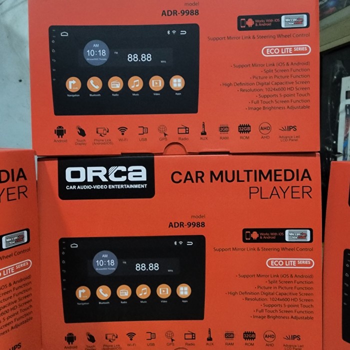 Android 9" orca eco lite series adr-9988 android auto  carplay