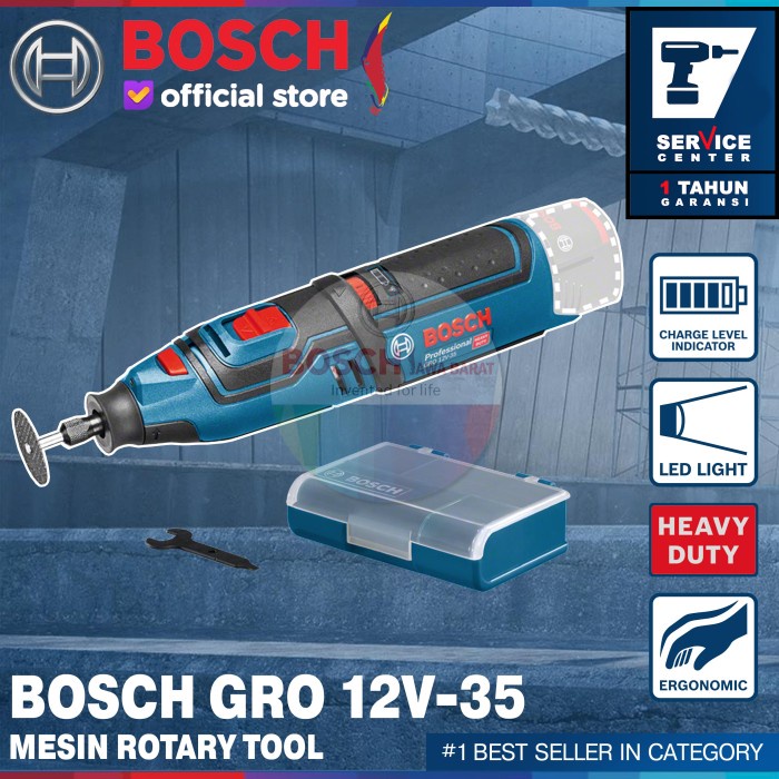 Bosch Rotary Tool Cordless GRO 12V-35 Mesin Gerinda Mini Unit Only 12V