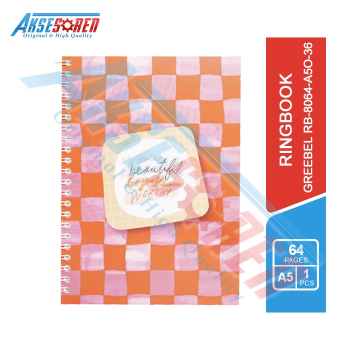 

Aksesoren Buku Diary [Greebel RB-8064-A5O-36] / Ringbook / Binder / Notebook / Agenda 64 Halaman